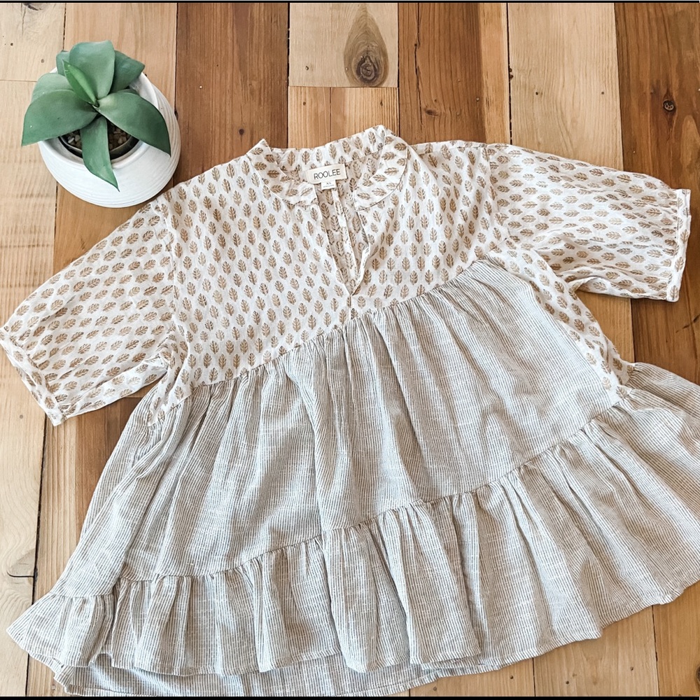 Roolee small feather skinny stripe blouse